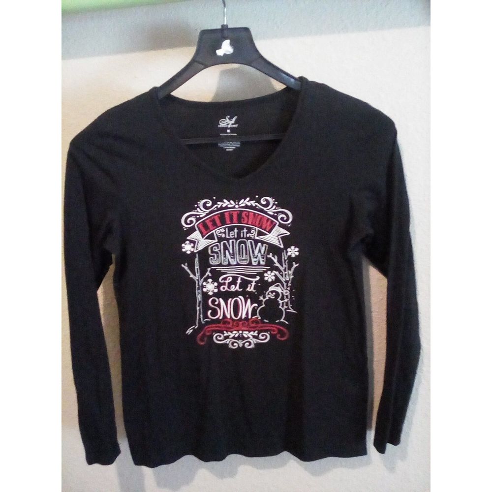 Soft Sensations Women's Medium Long Sleeved Black Red And White Shirt